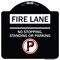 Signmission Fire Lane No Stopping Standing or Parking Heavy-Gauge Aluminum Sign, 18" x 18", BW-1818-24001 A-DES-BW-1818-24001 - alternate 1